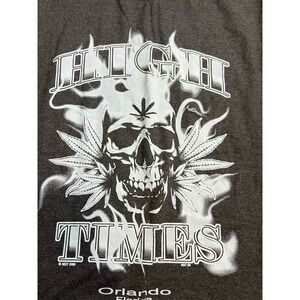 Vintage Y2K High Times T Shirt Large Black Skull Orlando Florida Retro Biker USA
